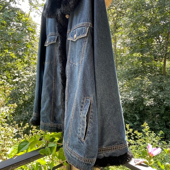 Dennis Basso Faux Fur Denim Jacket - Picture 6 of 8
